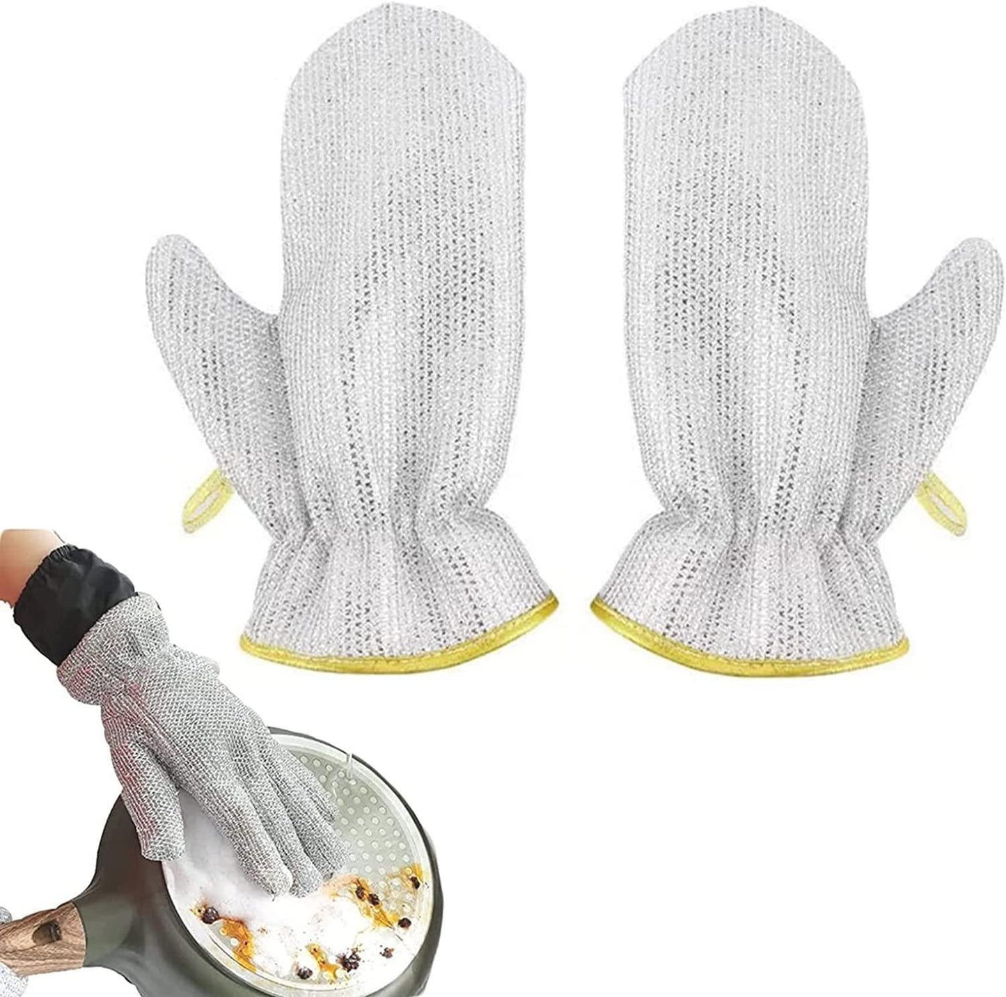 Steel-Wired Waterproof Dishwashing Gloves - Cut-Resistant, Heat-Safe & Reusable (Set of 2)