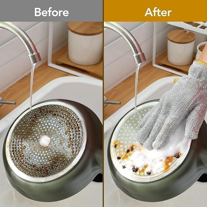 Steel-Wired Waterproof Dishwashing Gloves - Cut-Resistant, Heat-Safe & Reusable (Set of 2)