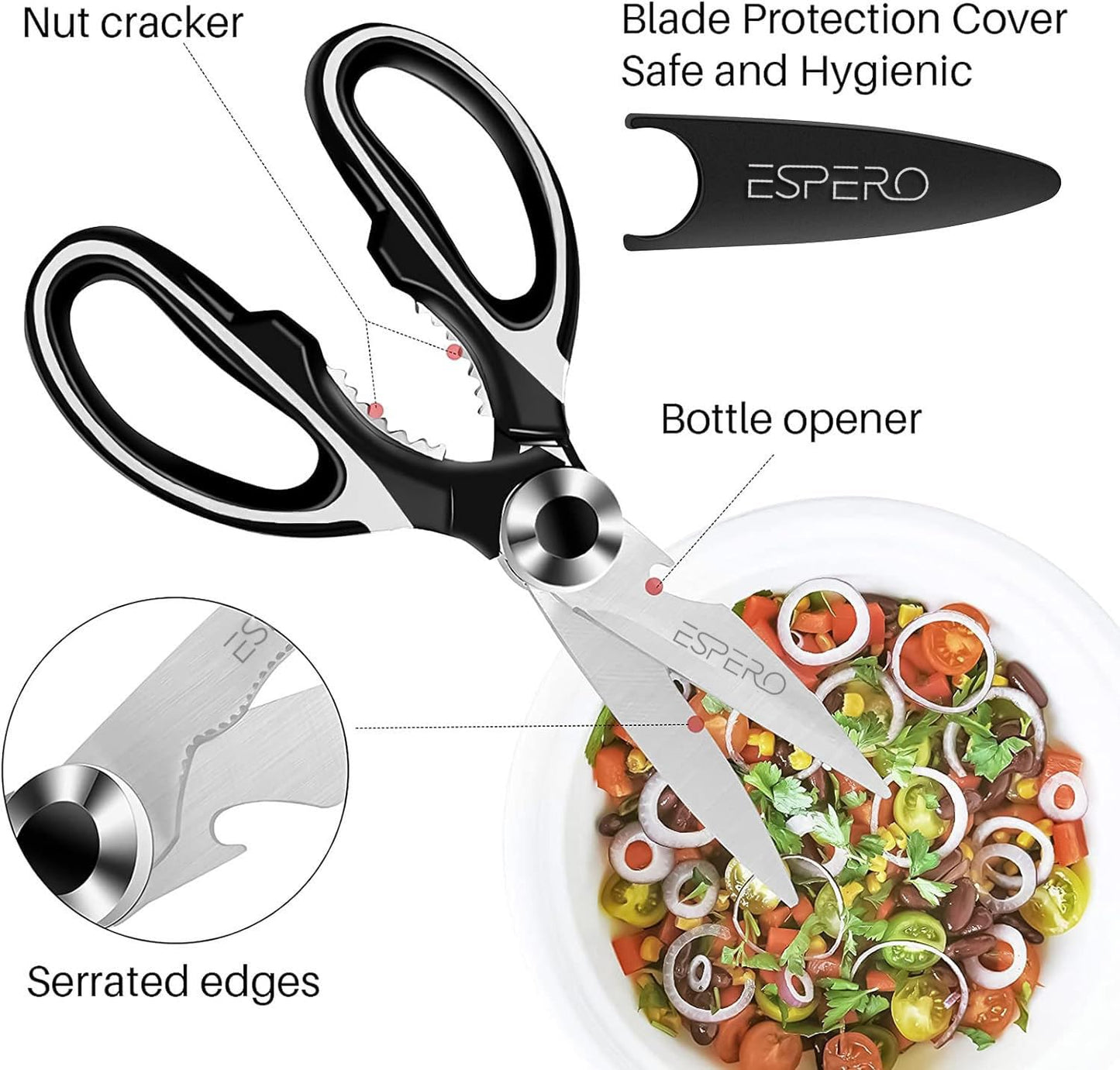 Malveto All-in-One Japan Kitchen Scissors - Meat, Herbs, Nuts & Bottle Opener