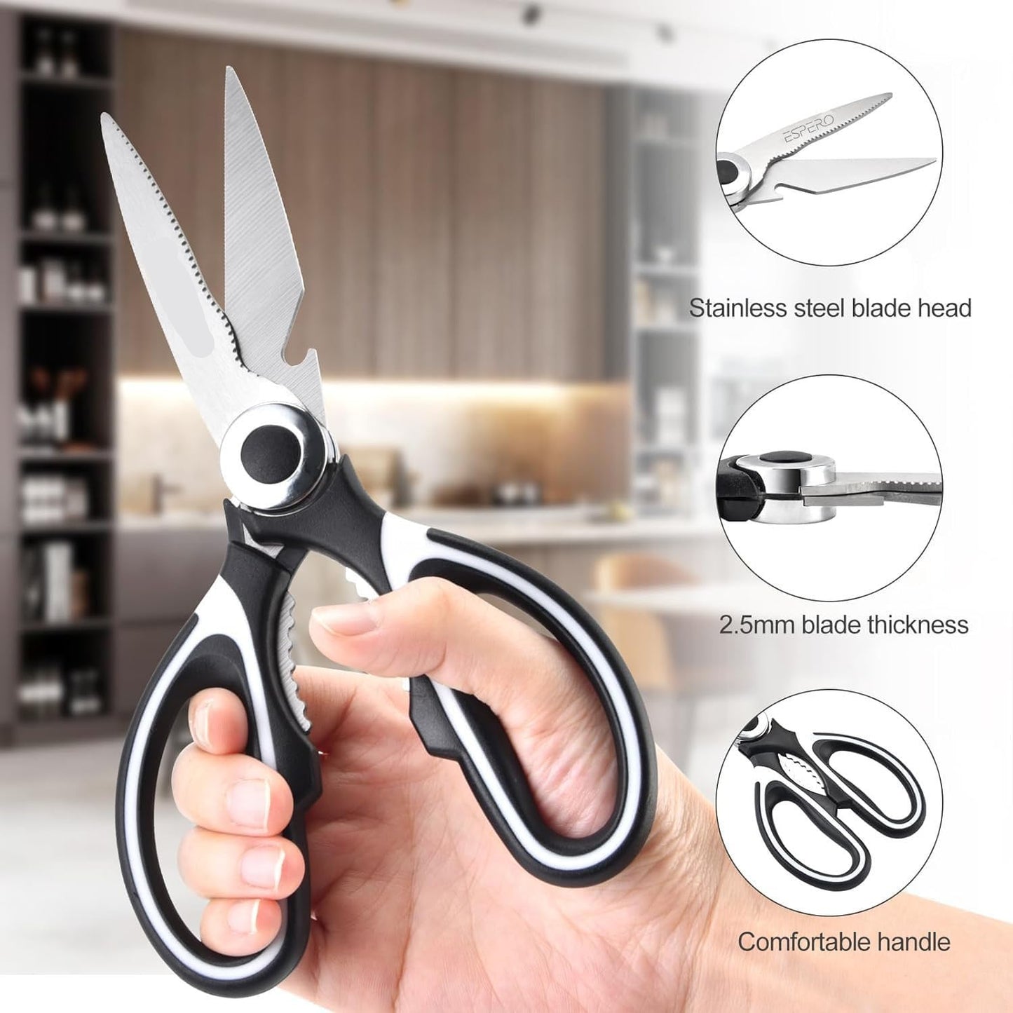 Malveto All-in-One Japan Kitchen Scissors - Meat, Herbs, Nuts & Bottle Opener