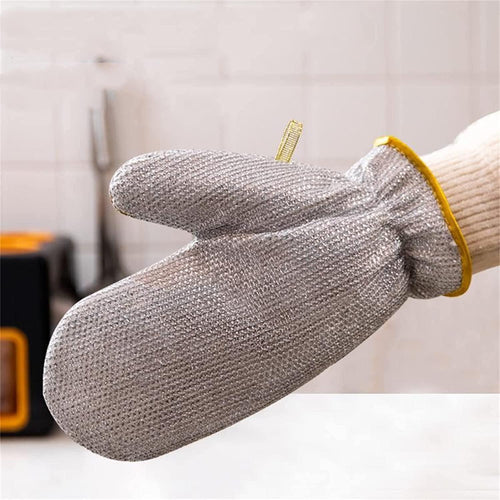 Steel-Wired Waterproof Dishwashing Gloves - Cut-Resistant, Heat-Safe & Reusable (Set of 2)