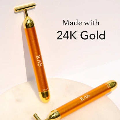24K Gold T-Shape Vibrating Face Massager