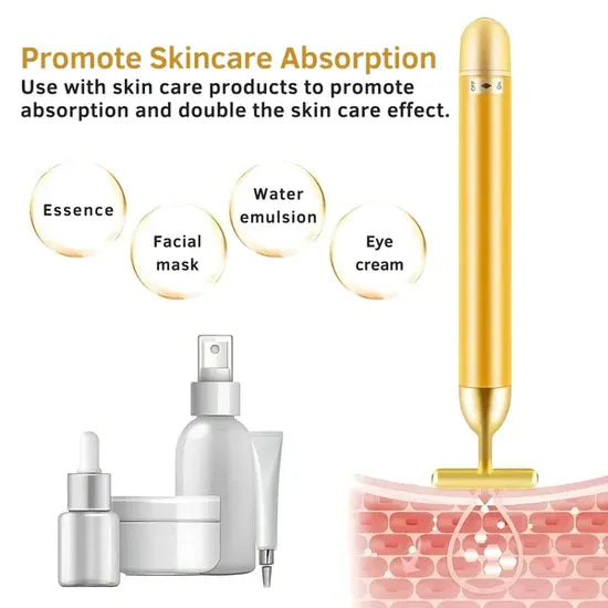 24K Gold T-Shape Vibrating Face Massager